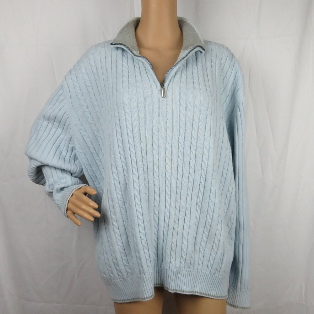 Vintage Knit Sweater Pullover Blue Gray Preppy School 80s 90s Cute Knit Plu Size
